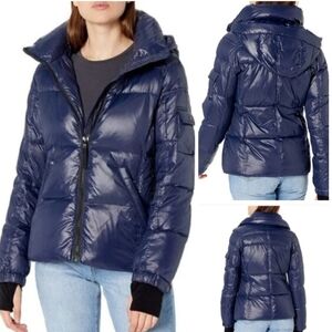 Nwt S13 Kylie Down Puffer Jacket Removable Hood Thumbhole Cuffs Duck Glossy